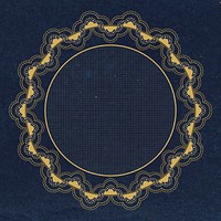 Floral lace frame, circle shape on dark blue background vector