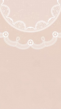 Pink lace phone wallpaper, classic feminine border design vector