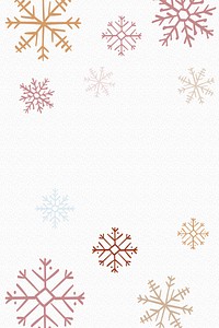 Winter snowflake background, Christmas aesthetic doodle in white vector