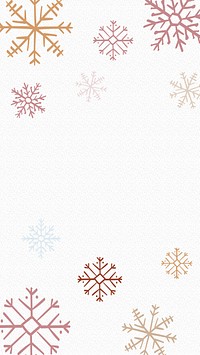 Winter snowflake mobile wallpaper, aesthetic Christmas doodle vector
