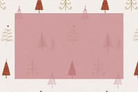 Christmas frame background, winter doodle, cute pine trees pattern in red vector