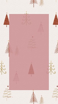 Christmas frame mobile wallpaper, tree doodle in red festive design