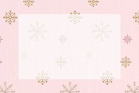 Pink snowflake frame background, Christmas winter doodle pattern vector