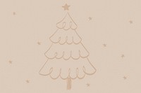 Brown Christmas background, cute tree doodle vector