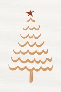 Gold Christmas tree element, creative doodle hand drawn, festive design vector