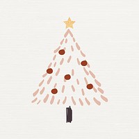 Christmas tree sticker, cute doodle illustration in pink vector