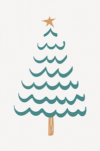 Green Christmas tree element, creative doodle hand drawn, festive design