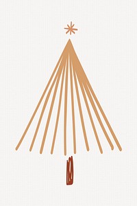 Gold Christmas tree element, creative doodle hand drawn, festive design vector