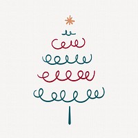 Green Christmas tree element, creative doodle hand drawn, festive design vector