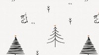 Cute Christmas computer wallpaper, black winter doodle pattern vector