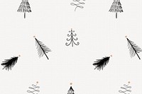 Christmas tree pattern background, cute festive doodle in black vector