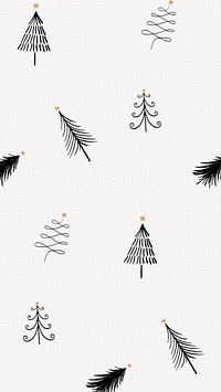 Cute Christmas mobile wallpaper, black winter doodle pattern vector