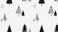 Cute Christmas desktop wallpaper, black winter doodle pattern