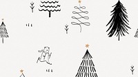 Cute Christmas HD wallpaper, black winter doodle pattern