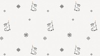 Christmas bunny desktop wallpaper, cute animal doodle pattern vector