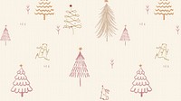 Christmas bear computer wallpaper, cute animal doodle pattern