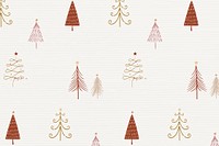 Christmas tree pattern background, cute festive doodle in cream color