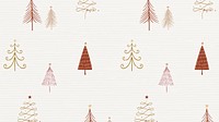 Christmas desktop wallpaper, cute doodle pattern in beige