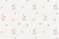 Festive bunny pattern background, Christmas cute doodle vector
