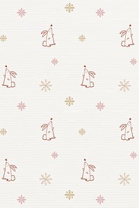 Festive bunny pattern background, Christmas cute doodle