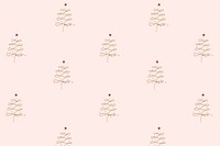 Pink Christmas background, festive trees pattern in doodle design vector