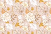 Aesthetic flower pattern background, vintage botanical illustration psd