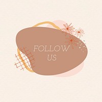 Follow us, template memphis badge graphic design, vector