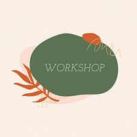 Workshop earth tone graphic design badge, Memphis shape