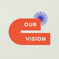 Our vision template sticker, red retro badge, geometric design vector