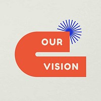 Our vision template sticker, red retro badge, geometric design psd