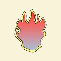 Burning flame, funky doodle design collage element psd