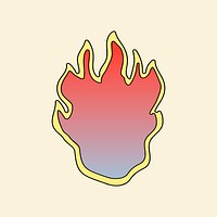 Burning flame, funky doodle design collage element vector