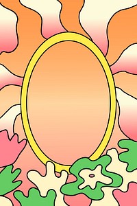 Tropical frame, doodle flowers illustration vector