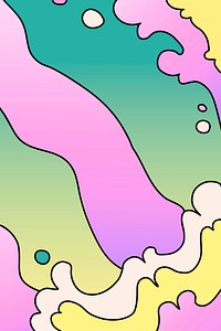 Colorful sea wave background, doodle design illustration psd