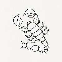 Scorpio zodiac line art illustration, collage element vector