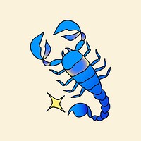 Scorpio horoscope, bright blue illustration vector doodle design