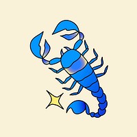Scorpio horoscope, bright blue illustration psd doodle design
