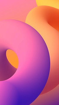 3D shapes phone wallpaper, pink abstract gradient liquid shapes vector