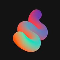 Twisted 3D abstract shape clipart, colorful gradient fluid design