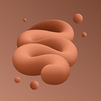 3D abstract fluid shape, brown design vector