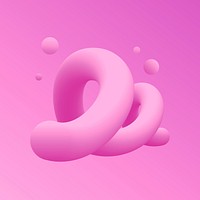Twisted 3D abstract shape clipart, pink fluid design psd