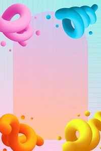 Grid frame background, abstract 3D shapes in colorful design vector