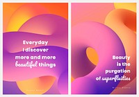 Color aesthetic banner template, gradient fluid design with inspirational quote vector set