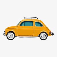 Classic yellow car, journal sticker, collage element design vector