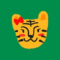 Chinese tiger year clipart, yellow doodle psd