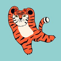 Chinese tiger year clipart, orange doodle psd