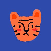 Orange tiger, animal doodle sticker, 2022 Chinese horoscope vector