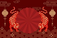 Red Chinese tiger background, 2022 zodiac animal illustration psd