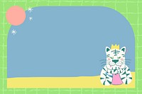 Aesthetic tiger doodle frame background, cute design vector