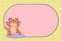 Pink tiger frame background, animal horoscope vector